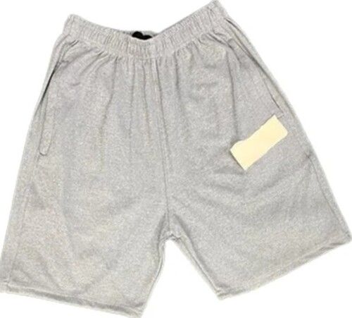 Grey Color Plain Pattern Mid-Rise Mens Cotton Shorts