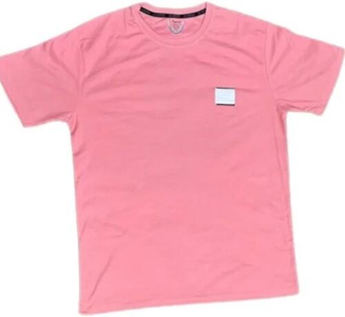 Slim Fit Pink Lycra Half Sleeve T-Shirt - Regular Length Round Neck Design for Casual Wear Custom Size Options