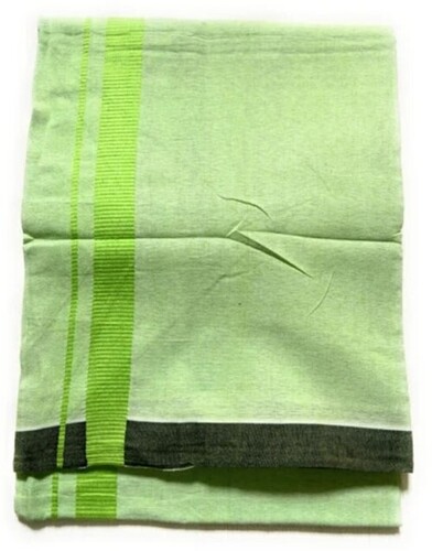 Pista Green Mens Cotton Dhoti - Unstitched Large Size Solid Pattern Festive Wear With Border Stitch Machine Wash Care | Ideal for Traditional Occasions