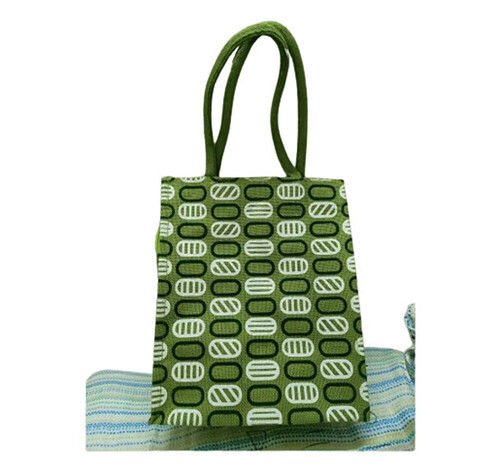 Short Cotton Padded Fancy Jute Lunch Bag