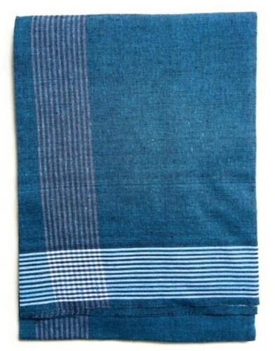 Solid Sky Blue Unstitched Mens Cotton Dhoti - Casual Wear, Machine Washable, Stylish Solid Pattern with Elegant Border Detail