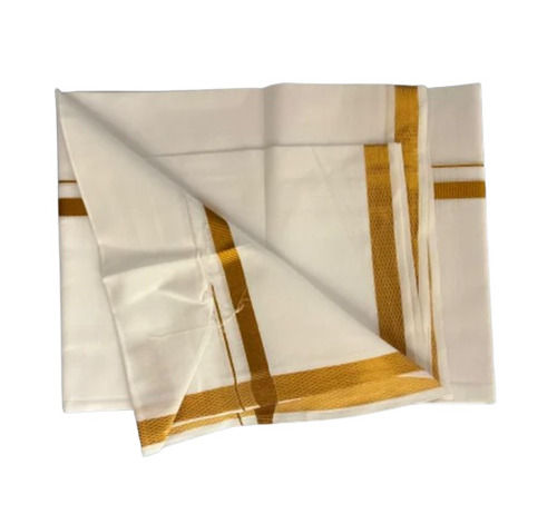 White Color 2 Meters Pure Cotton Dhoti For Wedding Wear