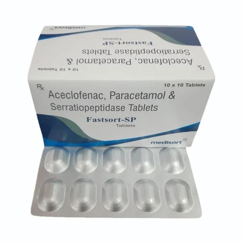 Aceclofenac Paracetamol Serratiopeptidase Tablets - Prescription Required For Hospital and Clinic Use Store in Cool and Dry Place Precautions Needed