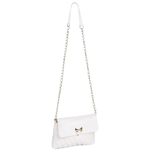 Fancy Sling Bag - PU Leather 8 x 6 Inch White Color Moisture Proof with Zipper Top
