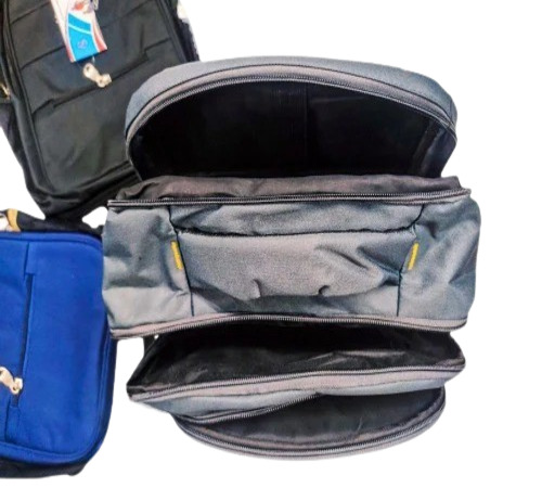 Grey School College Bagpack - Matty Material Zipper Top Multicolor Design | Moisture Proof Unisex for School and College Use
