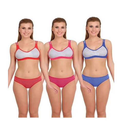 Daily Wear Regular Fit Skin-Friendly Plain Cotton Non-Padded Ladies Bra Panty Set