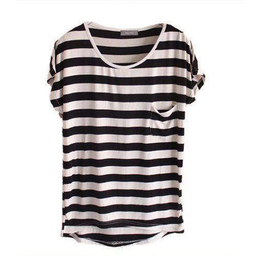 Casual Wear Readymade Regular Fit Short Sleeve Round Neck Striped Cotton Ladies T Shirts