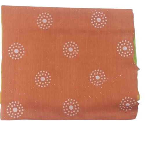 Orange Color Printed Pattern Cotton Fabric For Clothing