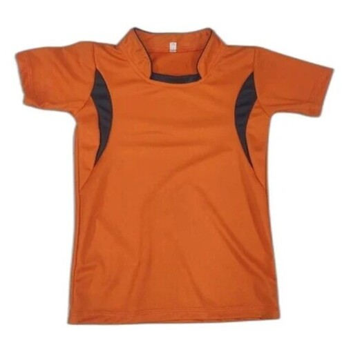 Super Poly School Uniform T Shirt - Super Poly Fabric Customized Size Black and Orange Color Short Sleeve Design | Boys' Summer Essential