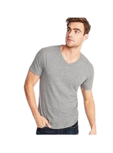 Casual Wear Readymade Regular Fit Short Sleeve V-Neck Plain Cotton Mens T Shirts