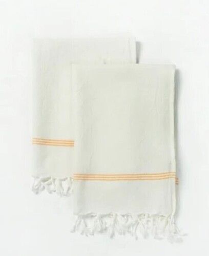 White Color Plain Pattern Rectangular Shape Cotton Gamcha