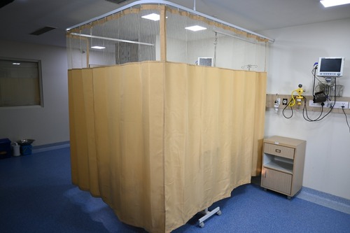 Hospital Curtains - Cotton Material | Premium Quality, Flame Retardant, Easily Washable, Insulated, Plain Yellow Design
