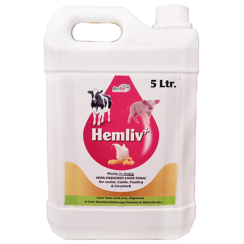 Liver Tonic With Iron - 5 Ltr Liquid Formulation | Supports Liver Regeneration Growth Promoter Energy Booster Immunity Enhancer for Cattle Pig Poultry
