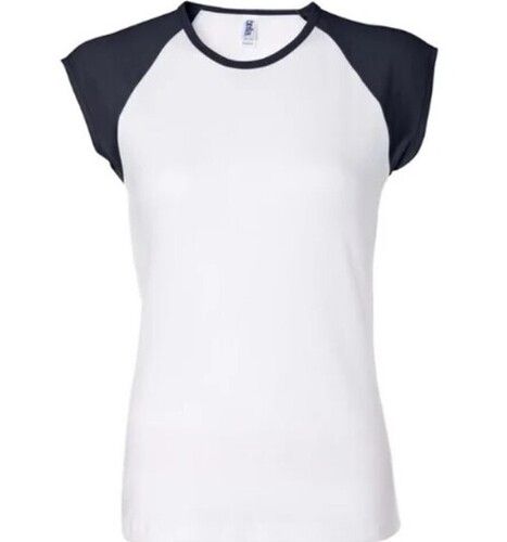 Multi Color Round Neck Plain Pattern Rib Neck T Shirt