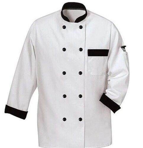 White Color Full Sleeves Plain Pattern Chef Uniform