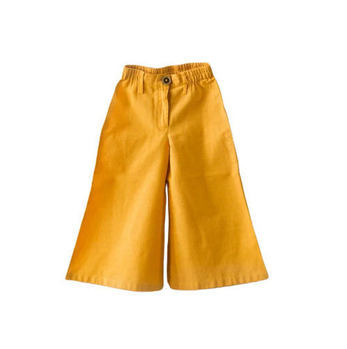 Casual Wear Skin-Friendly Regular Fit Readymade Plain Cotton Girls Culottes Trousers