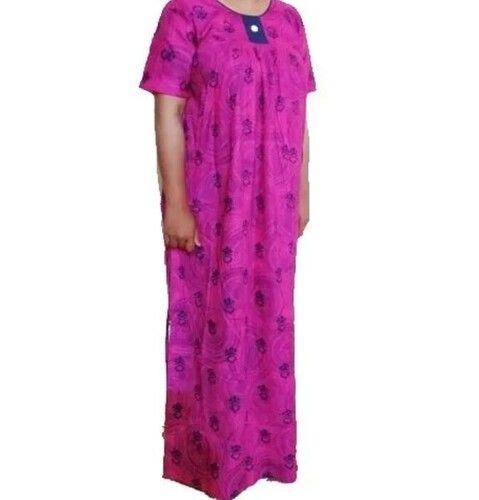 Ladies Magenta Cotton Night Gown