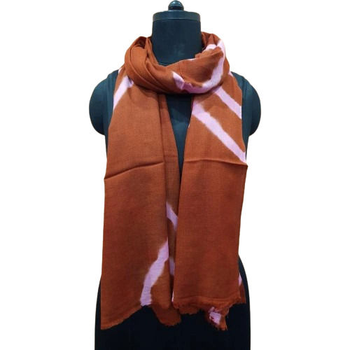 Rectangular Skin-Friendly Breathable Tie Dye Woolen Winter Stoles for Ladies