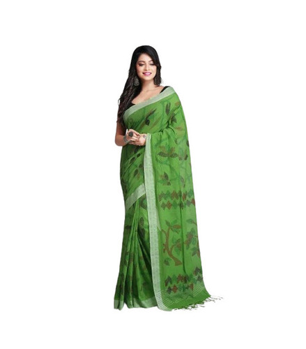 Casual Wear Light Weighted Shrink Resistant Floral Print Cotton Sarees With Blouse Piece