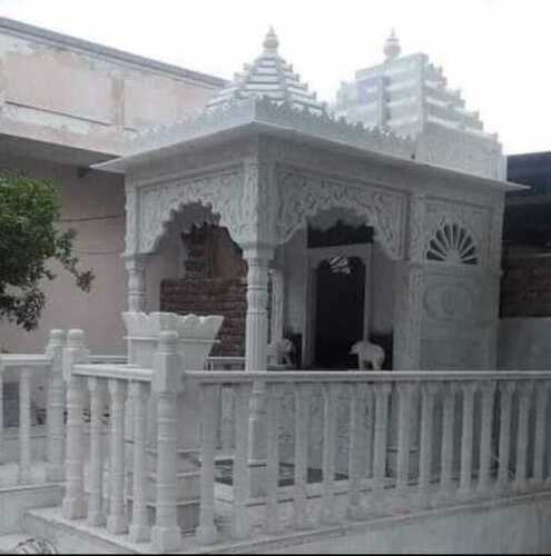 Outdoor Handmade Carved Makrana White Marble Temple