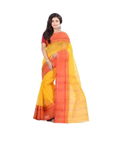 Pure Cotton Saree - 5.5 Meter Length, Unstitched Blouse Piece | Breathable, Quick Dry, Skin-Friendly, Comfortable, Easy Washable