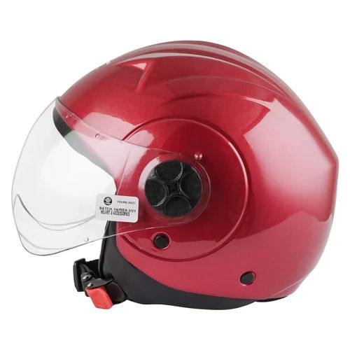 Shield Pro Red Fiberglass Open Face Scooty Helmet