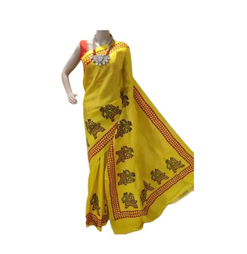 Bishnupuri Silk Saree - 5.5 Meter Length, Unstitched Blouse Piece | Fade, Wrinkle, Shrink Resistant, Lightweight, Breathable, Skin-Friendly, Machine Washable