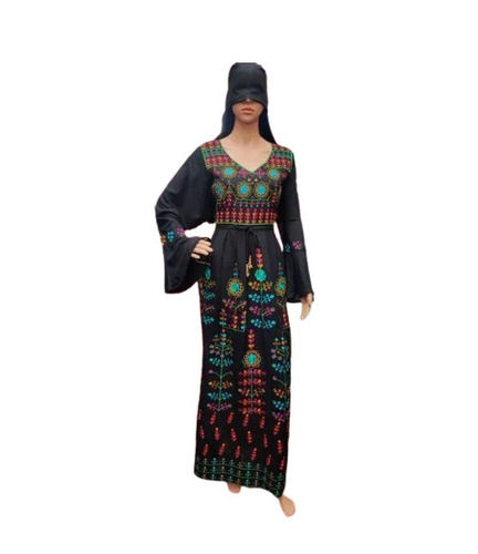 Casual Wear Regular Fit Full Sleeves Embroidered Traditional Religious Thobe for Muslim Ladies