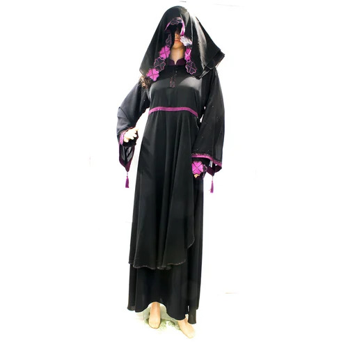 Designer Ladies Abaya - 50 Inch Length, Regular Fit, Black | Long Sleeve, Stitched, Anti-Wrinkle, Breathable, Quick Dry, Washable, No Fade, Plain Pattern, Traditional Winter Wear