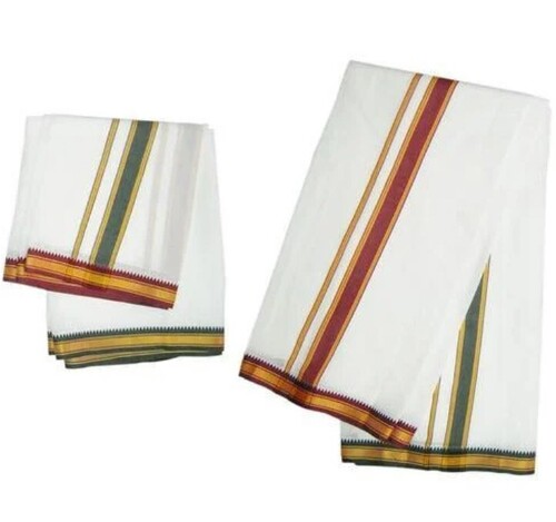 White Color Printed Pattern Kids Cotton Lungi For Casual Wear