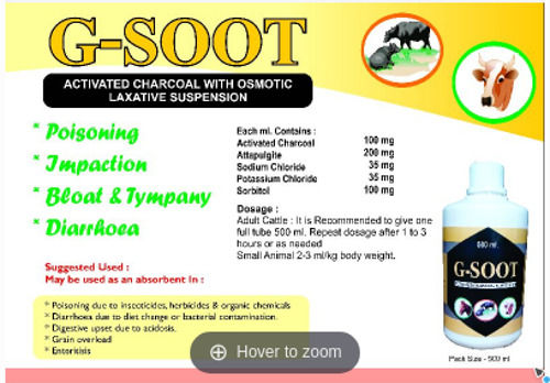 G Soot Activated Charcoal Suspension Cattle Feed Supplement