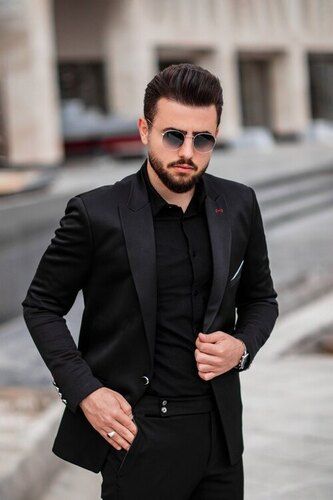 Full Sleeves Plain Cotton Mens Black Blazer