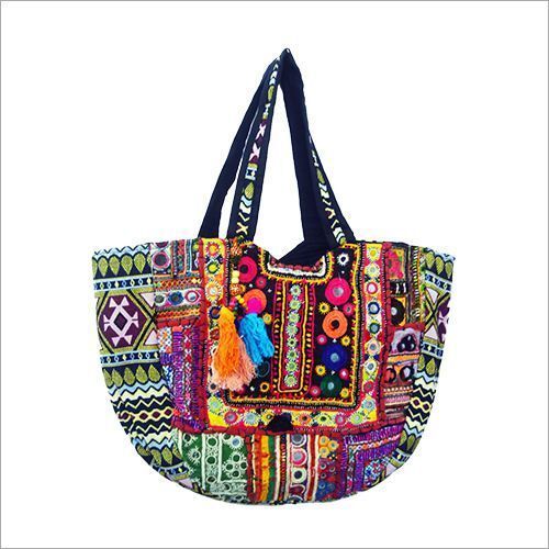 Cotton Multicolor 15x25 Inch Jaipuri Handicraft Handbag