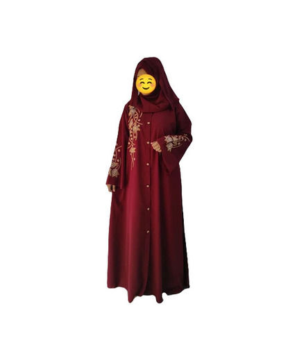 Daily Wear Regular Fit Full Sleeves Embroidered Traditional Religious Abaya for Muslim Ladies