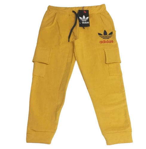 Yellow Color Plain Pattern Regular Fit Kids Cargo Pants