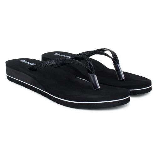Ladies Slippers - Rubber Material Standard Size Black Color | Extremely Lightweight Slip Resistant Outsole Comfortable Fit Skin-Friendly Nice Grip