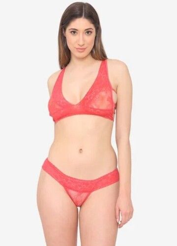 Lycra Lace Racer Back Bralette Bra Panty Set