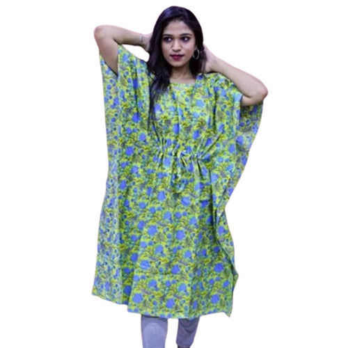 Printed Kaftan - Medium Size, Multicolor Design with Half Sleeves | Washable, Breathable Fabric for Casual Wear