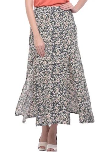 Multi Color Printed Pattern Regular Fit Ditsy Print Maxi Skirt