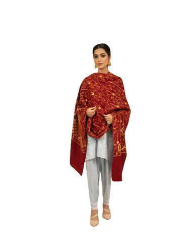 Skin-Friendly Extremely Warm Hand Embroidered Pure Imported Australian Merino Wool Shawl