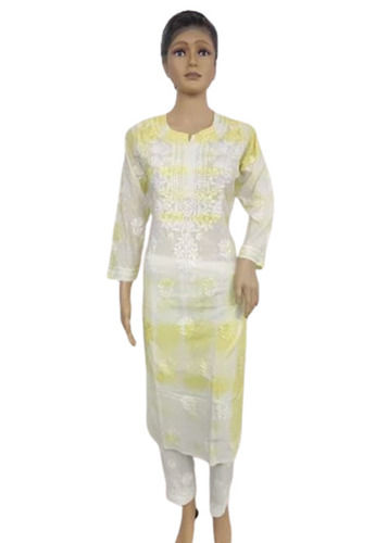 Multi Color Cotton Fabric Round Neck Full Sleeves Dobby Cotton Kurti