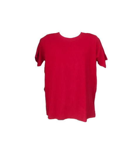 Ladies Cotton Red T-Shirt - Regular Fit, 160 GSM Lightweight Fabric, Short Sleeves, O-Neck, Fade & Wrinkle Resistant, Breathable & Skin-Friendly for Casual Wear