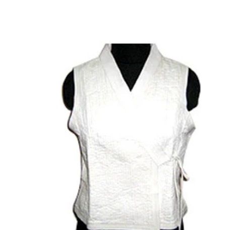 White Color Plain Pattern Sleeveless Ladies Jacket