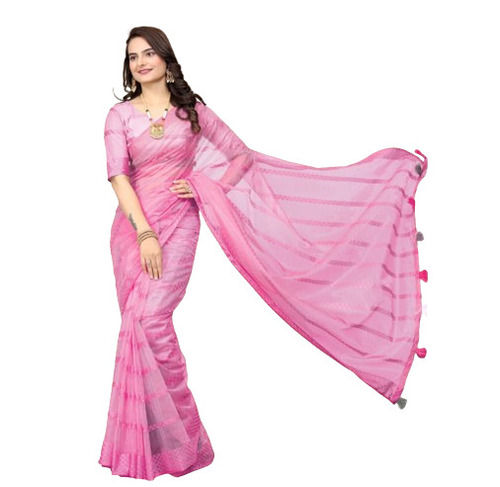 Party Wear Pink Weaving Chiffon Saree