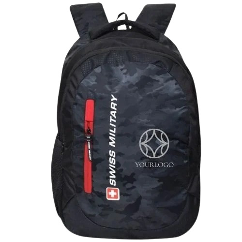 Black Printed Laptop Backpack - Feature: Moisture Proof