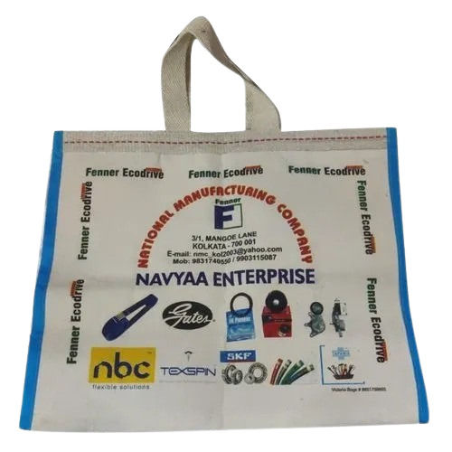 Cotton Printed Carry Bag - 5 Kg Capacity, Handmade White Fabric with D Cut Handle | Open Closure, Offset Printed Design