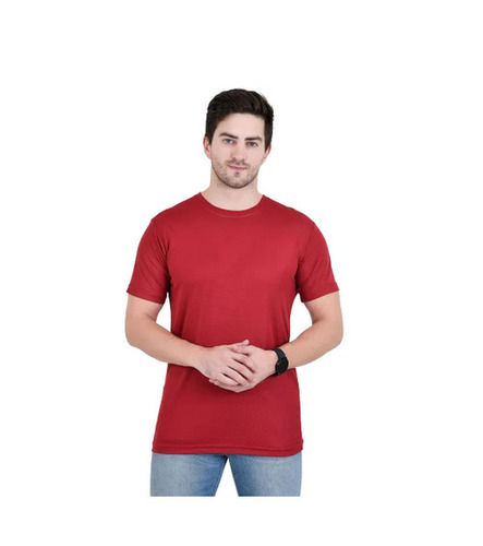 Casual Wear Regular Fit Short Sleeve Round Neck Plain Polyester Mens T Shirts