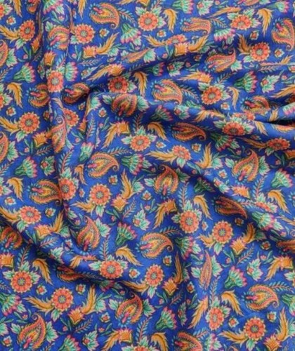 Multi Color Paisley Printed Muslin Fabric For Garments Making Use