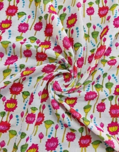 Multi Color Pichwai Print Muslin Fabric For Garments Making Use