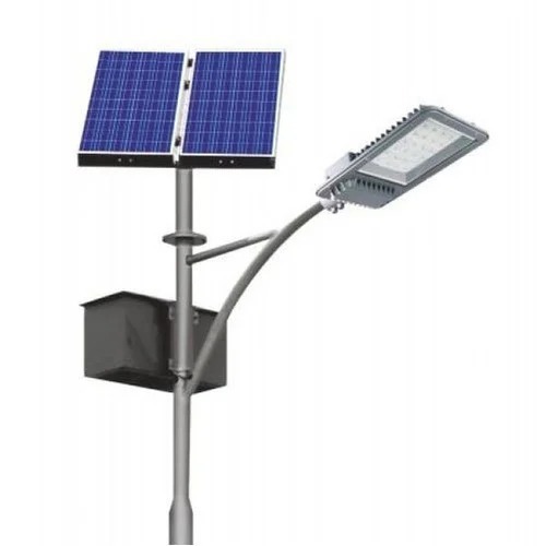 Solar Street Light - Metal, Medium Size, Grey Color | 30W Polycrystalline Silicon, Durable Design, Manual Switch, 1 Year Warranty